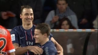 30th goal Zlatan IBRAHIMOVIC 50  FC Lorient  Paris SaintGermain 13  201213 [upl. by Yoshio700]