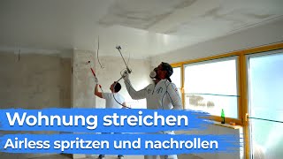 An EINEM Tag die komplette Wohnung streichen  mit Airless spritzen und nachrollen [upl. by Ynaffad]