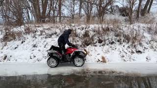 Rippin Four Wheelers in the Snowfour wheeler goes through ice [upl. by Huntingdon328]