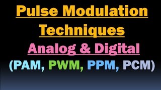 Pulse Modulation Techniques PAM PWM PPM PCM Pulse Amplitude Pulse Width Pulse Position Code [upl. by Ettevram694]