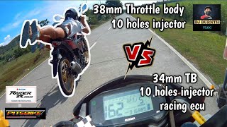 RAIDER FI 34mm TB VS RAIDER FI 38mm TB  PURE STOCK  TOP END RACE dragrace bjburnth8160 [upl. by Mahla]