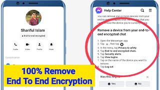 End to End Encryption Remove Or Disable On Facebook Messenger New Method [upl. by Asena614]