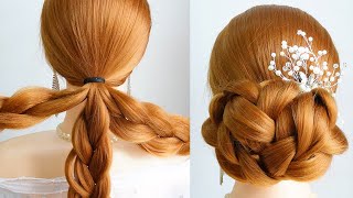 Easy Updos For Long Hair For Beginners  Wedding Hairstyle Bridal [upl. by Airat]