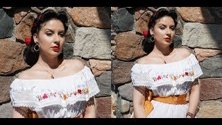 Tutorial Mexican Calendar Girl PinUp Hairstyle  Nena Moreno [upl. by Evetta]