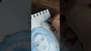 Radha Rani ji 👑 drawing using blue colour 🧿shorts dkart [upl. by Teyut]