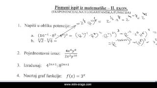 Rješeni zadaci sa testa Eksponencijalne i logaritaske funkcije za 2 srednje [upl. by Madel]