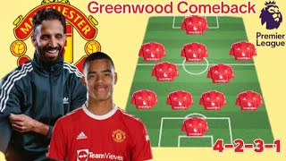 Comeback Greenwood  MAN UNITED Predicted 4231 Line up with Greenwood Under Ruben Amorim Season [upl. by Ahsenra]