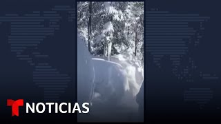 Un residente de California condujo entre imponentes muros de nieve Shorts  Noticias Telemundo [upl. by Dloraj]