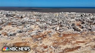 Drone video captures scale of catastrophic Libya flooding [upl. by Huba]