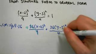 Converting Ellipse Equations from Standard to General Form [upl. by Oneg805]