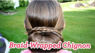 BraidWrapped Chignon  Updos  Cute Girls Hairstyles [upl. by Esinaj]