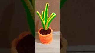 Arranging my crochet project into plant crochet pot and leaves  sanseveria plant🌱🌱🌱 [upl. by Kubis]