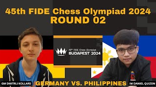 45th FIDE Chess Olympiad 2024  GERMANY VS PHILIPPINES  ROUND 2 [upl. by Kunin]