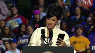 Full Cardi B speech at Kamala Harris rally endorses her and slams Donald Trump in 2024 Election [upl. by Cahra]