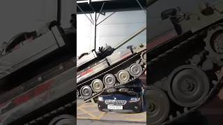 Karen gets his BMW ran over by tank at store [upl. by Dnomal837]