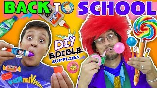 DIY EDIBLE SCHOOL SUPPLIES Teacher vs Supplies FUNnel Vision Back to School Skit [upl. by Nileek215]