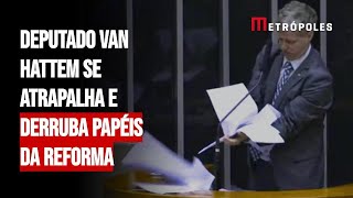 Deputado Van Hattem se atrapalha e derruba papéis da reforma [upl. by Terina]