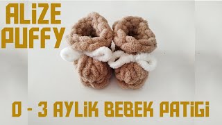 Alize puffy ile 03 aylık bebek patik yapımı [upl. by Blossom]