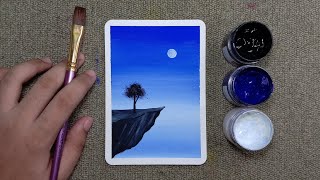 Easy Poster Color Night Sky Painting for Beginners • Stepbystep Tutorial [upl. by Regnig]