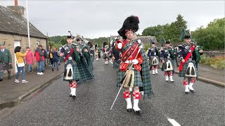 Drum Major Ian Esson leads Ballater Pipe Band into Tomintoul ready for 2023 Highland Games [upl. by Peckham647]