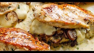 Cheesy Garlic Butter Mushroom Stuffed Chicken [upl. by Sucramd]