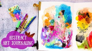 Abstract Mixed Media Art Journaling with Neocolor Crayons [upl. by Gilemette]