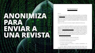 Cómo anonimizar mi artículo para enviarlo a una revista Tips de Word [upl. by Forland843]