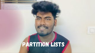 Partition lists in tamil python [upl. by Ahsienal703]