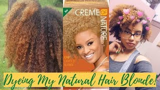 Dyeing my Natural Hair Blonde At Home  Creme of Nature Lightest Blonde [upl. by Beitch412]