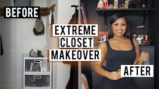 EXTREME DIY CLOSET MAKEOVER  AFFORDABLE UNDER 200  BEFORE AND AFTER  IKEAWALMART HOMEDEPOT [upl. by Schulein]