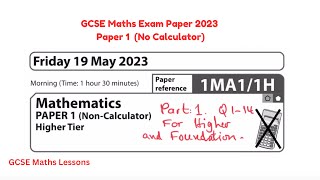 GCSE Maths Exam Paper 2023  Paper 1  No Calculator [upl. by Inava261]