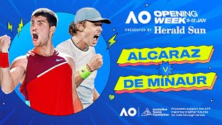 LIVE  Carlos Alcaraz v Alex De Minaur Charity Match  Opening Week  Australian Open 2024 [upl. by Niltiac]