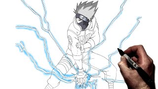 How To Draw Kakashi Chidori Stance  Step By Step  Naruto [upl. by Doralynne264]