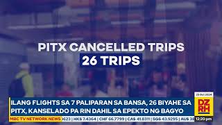 Ilang flights sa 7 paliparan sa bansa 26 biyahe sa PITX kanselado pa rin dahil sa epekto ng bagyo [upl. by Roye]