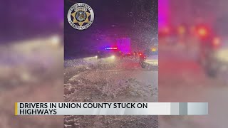 Snow leaves motorists stuck on highways in Union County [upl. by Yhtac402]