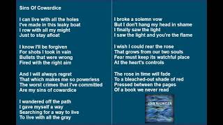 Sins Of Cowardice  lyrics [upl. by Merrielle]