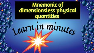 Learn Dimensionsless Physical Quantities in 3 Minutes Mnemonics shorttricks shortnotes aspirants [upl. by Nahtaoj]