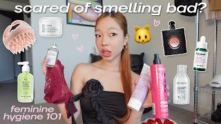 MY FEMININE HYGIENE ROUTINE  tips for smelling good all day things i wish i knew earlier [upl. by Skyla88]