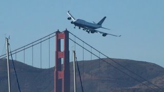 Amazing 747 jumbo jet low pass over the Golden Gate quotKai Takquot comment [upl. by Ecnarrot]