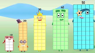 Meet The Numberblocks  Play Quiz Counting Learn To Draw Numbers 21  50  Kids Learning Game [upl. by Airitak]