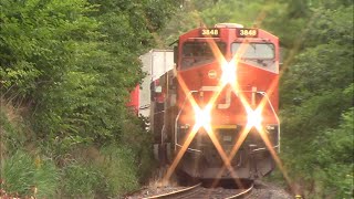 Four Gevos 2 ex CREX Lead a Stack Train CN 120 Rolling thru Bedford NS [upl. by Shutz]