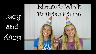 Minute to Win It Challenge  Birthday Edition  Jacy and Kacy [upl. by Ivek]