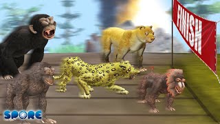 Primate vs Big Cat Race  Primate vs Big Cat S1  SPORE [upl. by Bikales]