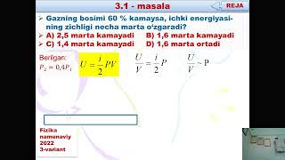 23 Termodinamika elementlari masala yechish 2024 25 [upl. by Ion]