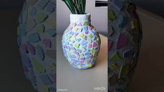 Mosaic art on earthern vase fevicrylfevismart24 mosaic flowervaseideas clay [upl. by Kenny]