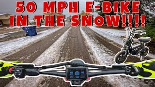 50 MPH EBIKE IN SNOWSTORM ROADRUNNNER PRO IN SNOW STORM [upl. by Antonetta]