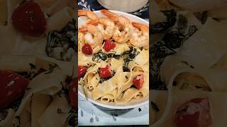 Quick and Easy Creamy Garlic Lemon Pasta with Pappardelle Noodles and Shrimp Amazing [upl. by Dugaid473]