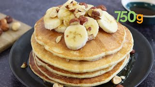 Recette de pancakes au sirop dérable bananes et noisettes  750g [upl. by Aaren]