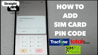 How to setup SIM Card PIN Code for Trcafone Straight talk Total Wireless Simple mobile [upl. by Kela287]