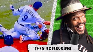 Hilarious BASEBALL accident quotThey Scissoringquot [upl. by Ogren962]